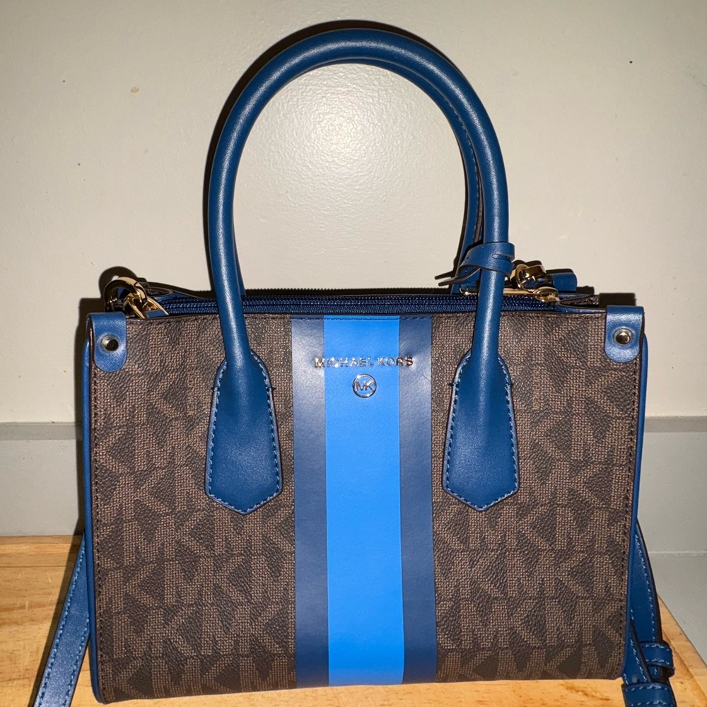 Michael Kors Blue and Brown Women's Bag